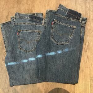 Pack of 2 Levis 501 Jeans Mens 34x30 Blue Medium Wash Button Fly Straight Leg